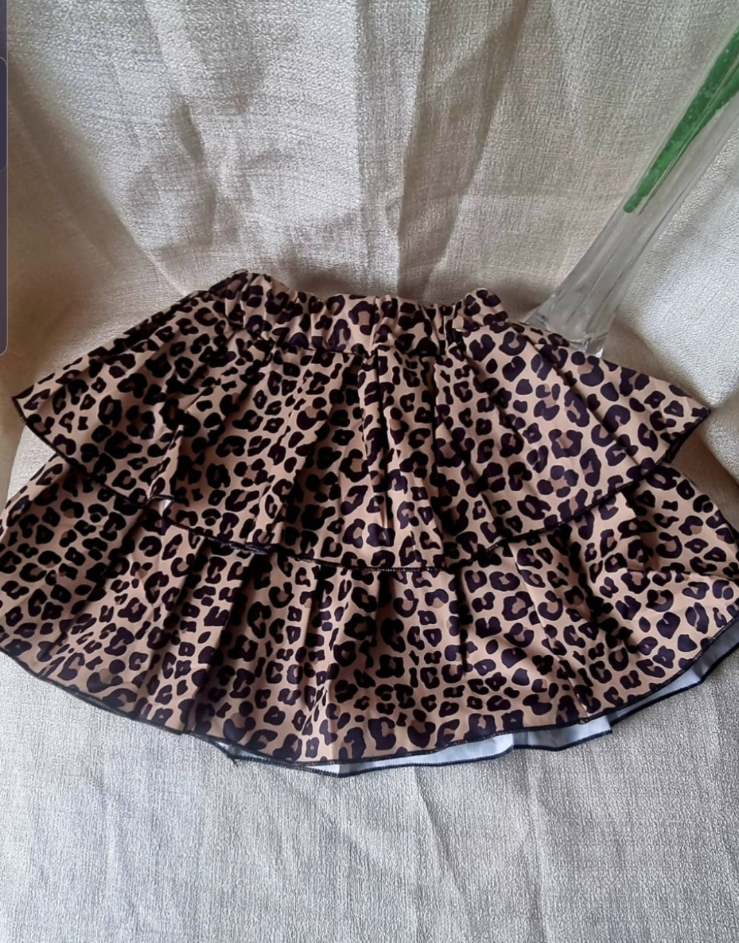 New look girl set leopard print skirt summer Casual style +purple short sleeved round neckTop .